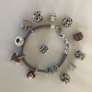 Brighton Sterling Silver Charm Bracelet +17 Charms